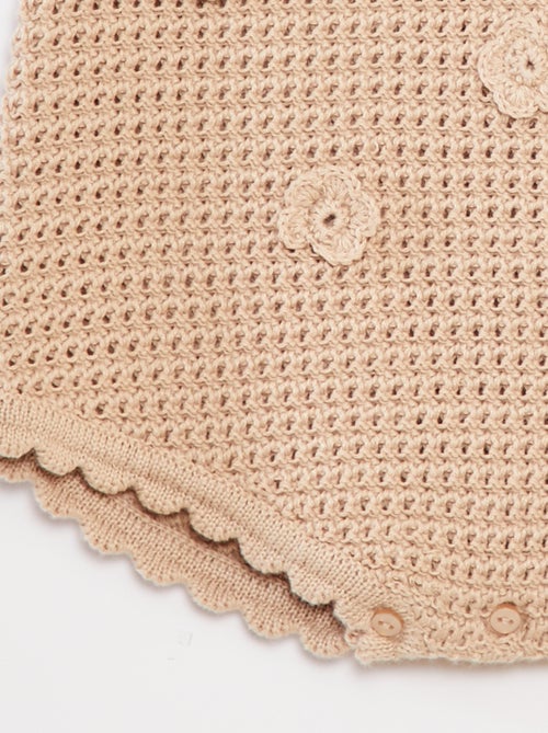 Barboteuse en tricot avec fleurs - Kiabi