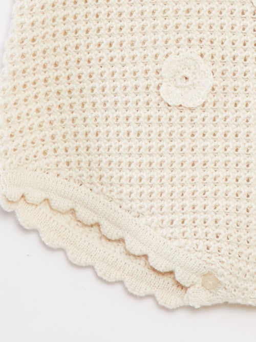 Barboteuse en tricot avec fleurs - Kiabi