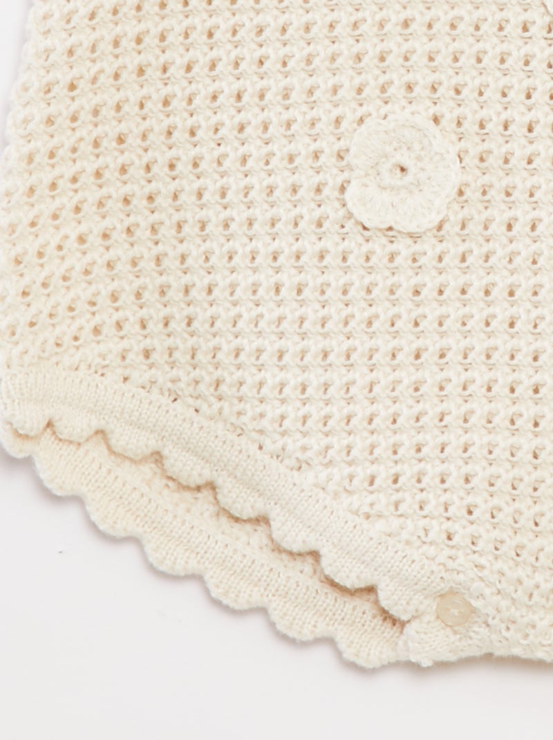 Barboteuse en tricot avec fleurs Blanc - Kiabi