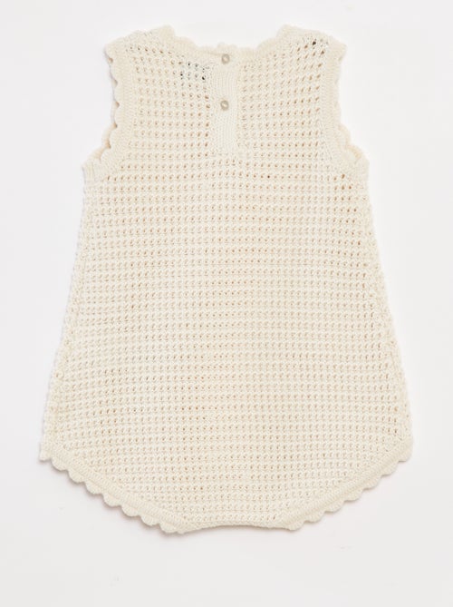 Barboteuse en tricot avec fleurs - Kiabi