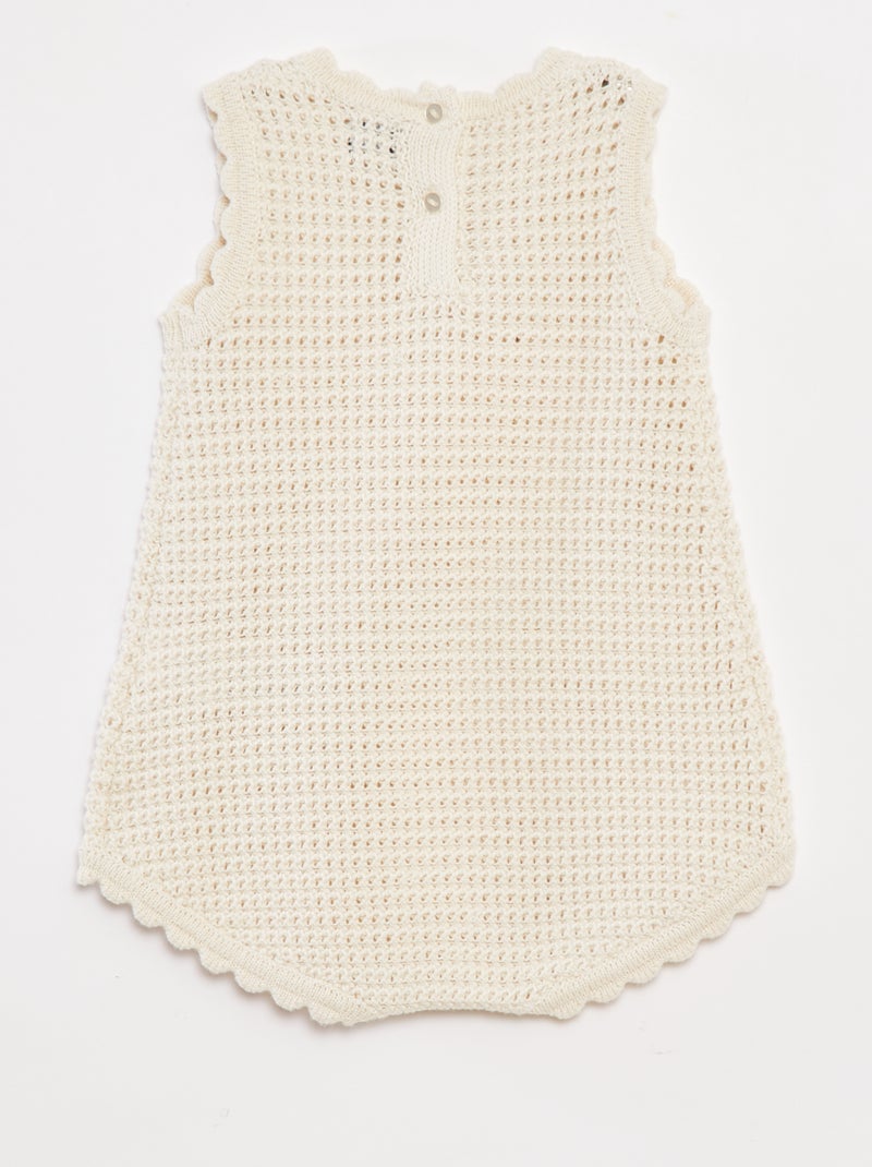 Barboteuse en tricot avec fleurs Blanc - Kiabi