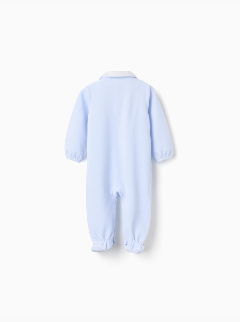 Barboteuse en Velours avec Détail Plissé Bleu Bleu - Kiabi