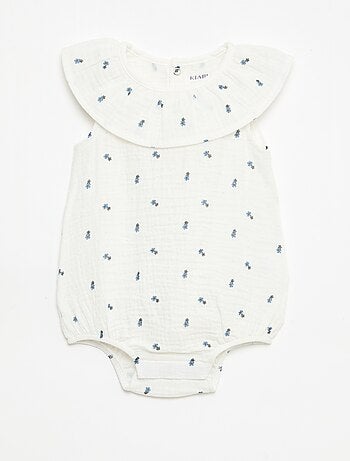 Barboteuse sans manches en double gaze de coton