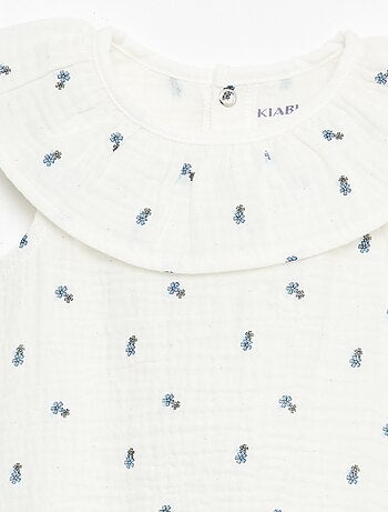 Barboteuse sans manches en double gaze de coton