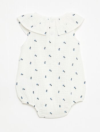 Barboteuse sans manches en double gaze de coton