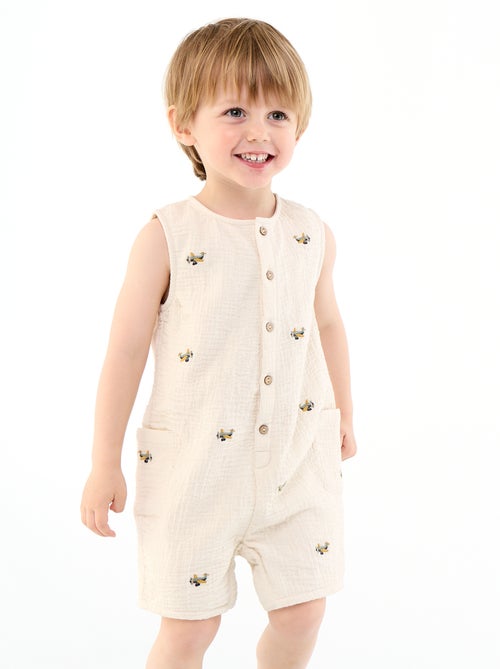 Barboteuse sans manches en gaze de coton - Kiabi Barboteuse sans manches en gaze de coton - Kiabi