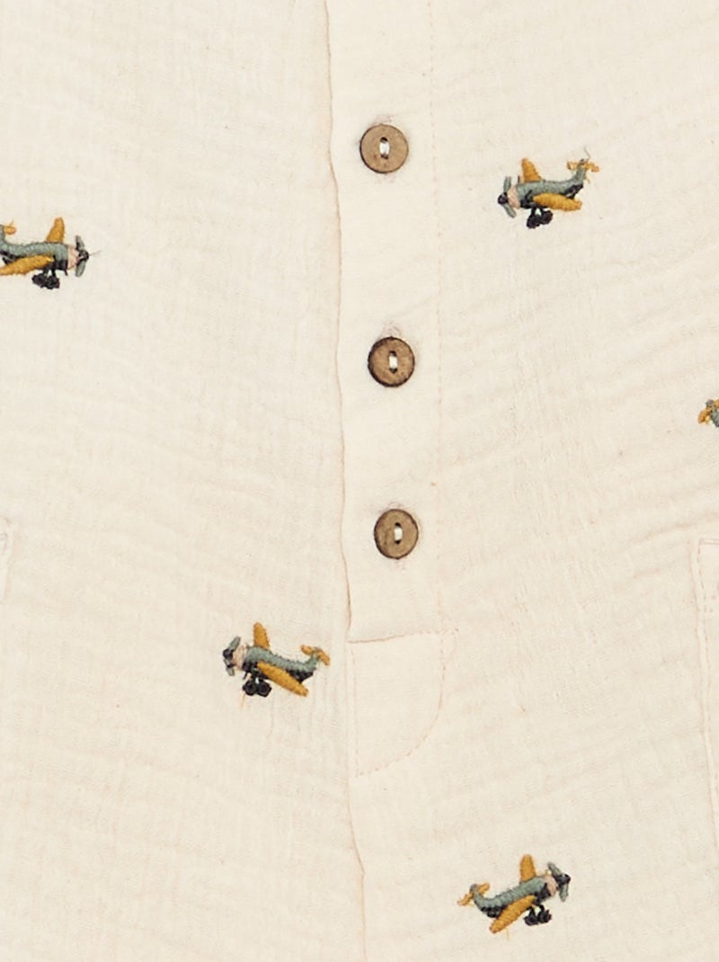 Barboteuse sans manches en gaze de coton Beige - Kiabi