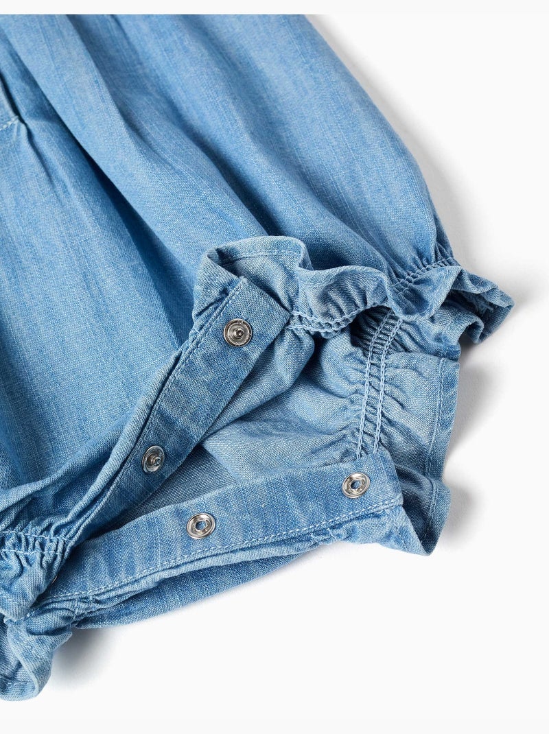 Barboteuse sans manches en jean avec volants Bleu Bleu - Kiabi