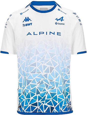 Barcelona thuisshirt jongens kappa kombat 2024 alpine f1 wit/blauw