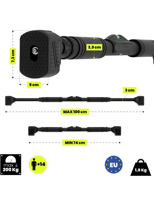 Barre de traction hypermotion réglable 74-100 cm jusqu'à 200 kg - Kiabi