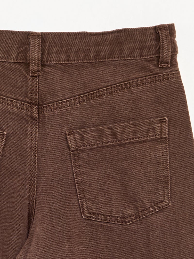 Barrel fit-broek met studs Bruin - Kiabi