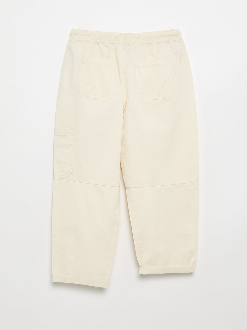 Barrel fit-broek met trekkoordjes Wit - Kiabi