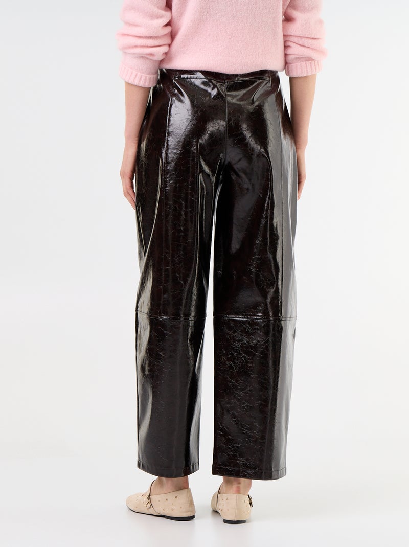Barrel fit-broek van imitatieleer Bruin - Kiabi