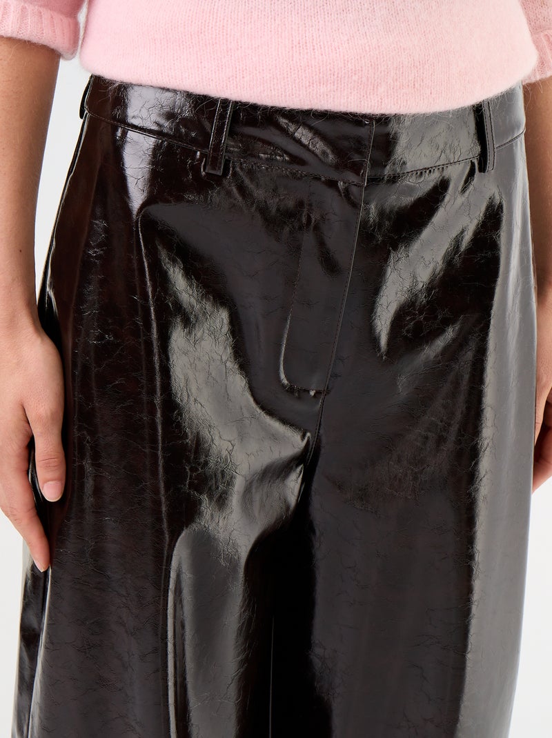 Barrel fit-broek van imitatieleer Bruin - Kiabi