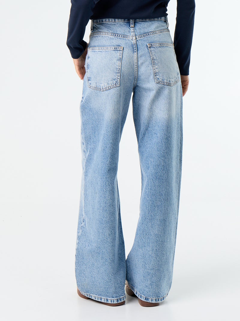 Barrel fit jeans met asymmetrische knoopsluiting Blauw - Kiabi