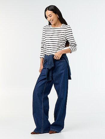 Barrel fit jeans met asymmetrische knoopsluiting