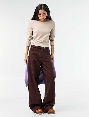 Barrel fit jeans met asymmetrische knoopsluiting