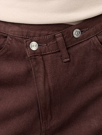 Barrel fit jeans met asymmetrische knoopsluiting