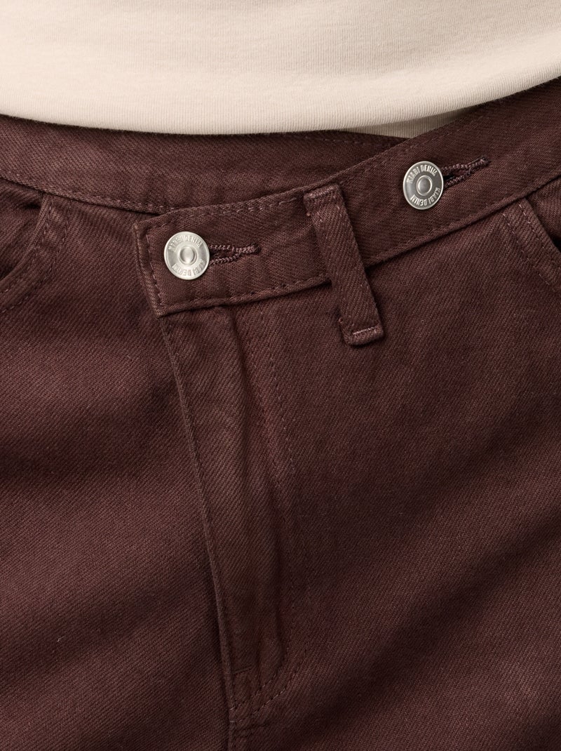 Barrel fit jeans met asymmetrische knoopsluiting Bruin - Kiabi