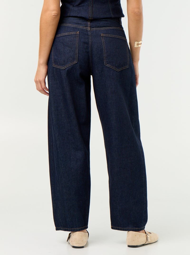 Barrel fit jeans met hoge taille Blauw - Kiabi