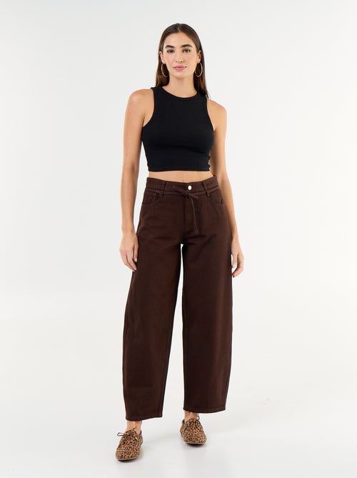 Barrel jeans met strikceintuur - Kiabi