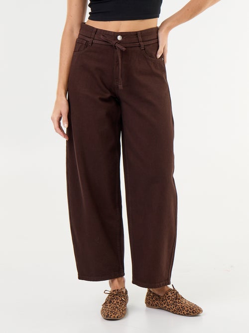 Barrel jeans met strikceintuur - Kiabi