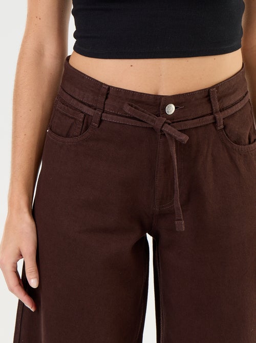 Barrel jeans met strikceintuur - Kiabi