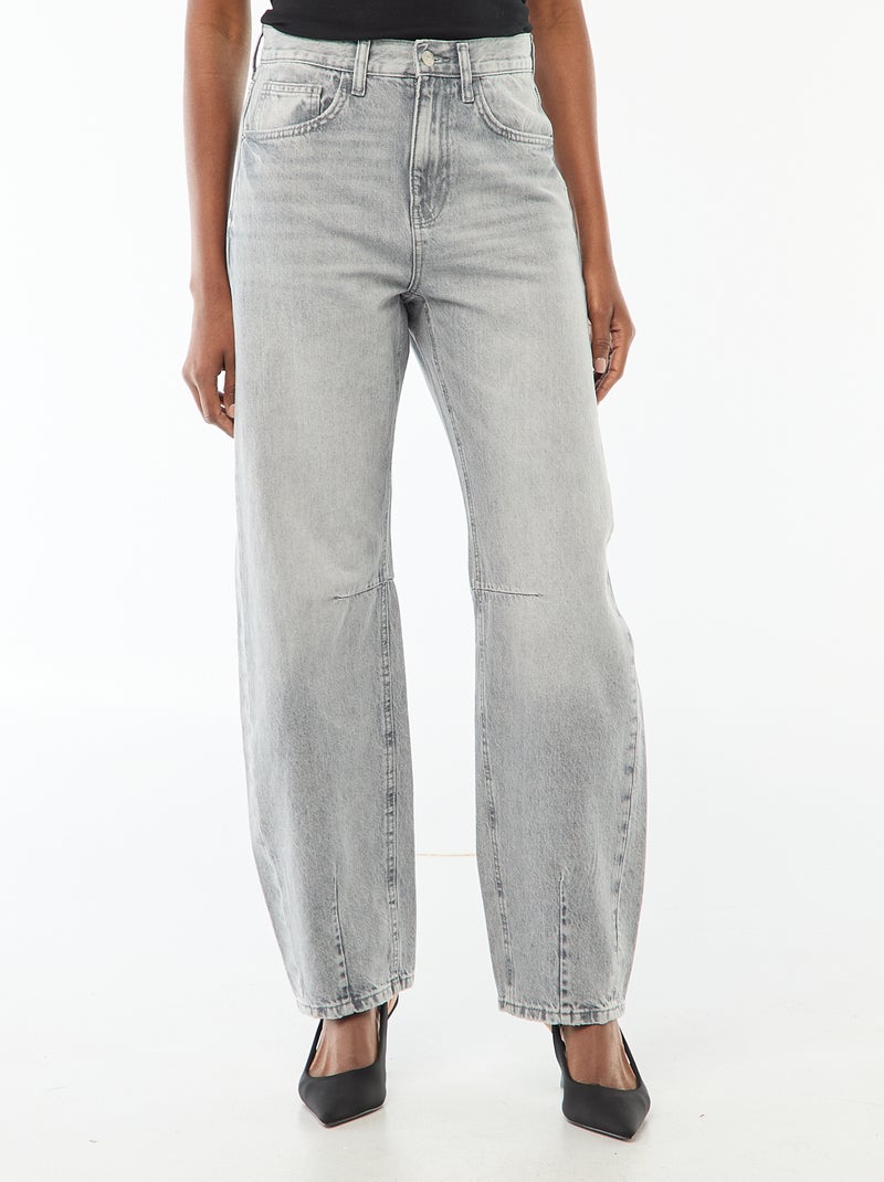 Barrel jeans van katoen Grijs - Kiabi