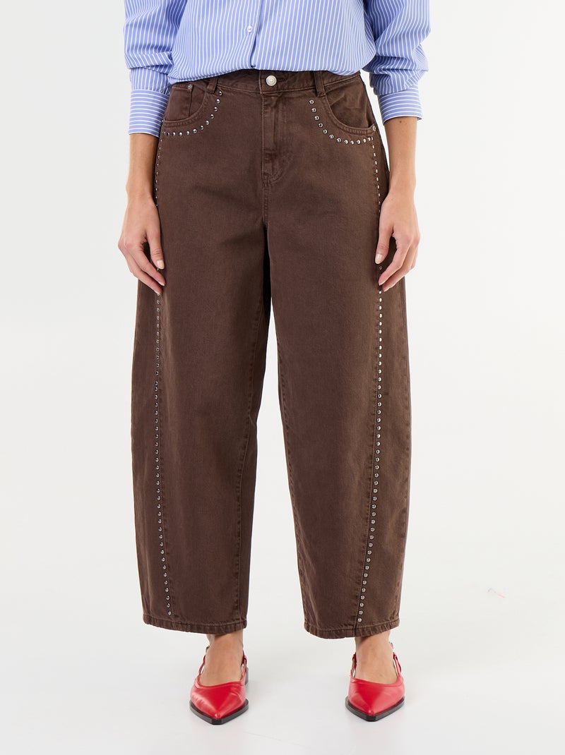 Barrelbroek met studs Bruin - Kiabi