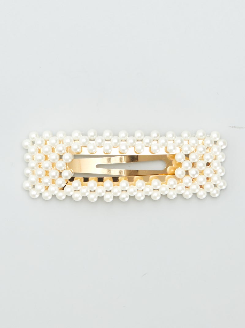 Barrette clic clac en perles Beige - Kiabi