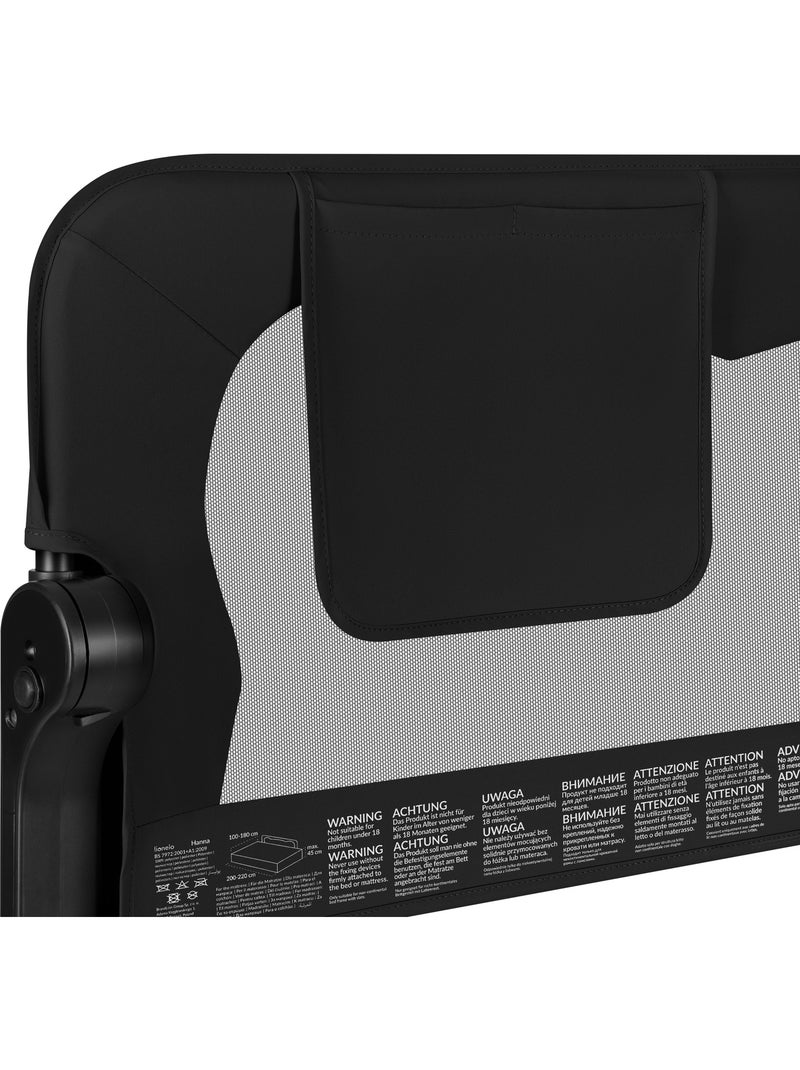 Barrière de lit bébé LIONELO Eva - 150cm - Protection anti-chute - Filet aéré pliable Noir - Kiabi
