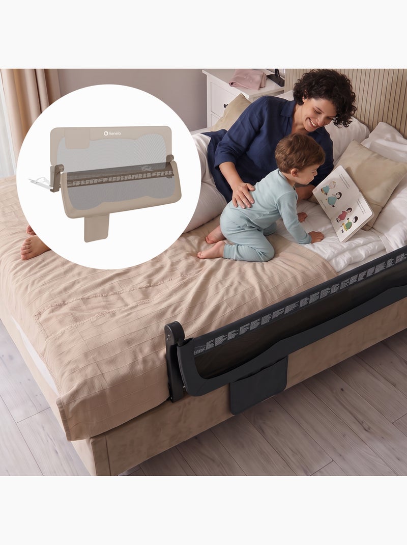 Barrière de lit bébé LIONELO Hanna - 150x66cm - Pliable - Protection anti-chute - Filet aéré Beige - Kiabi