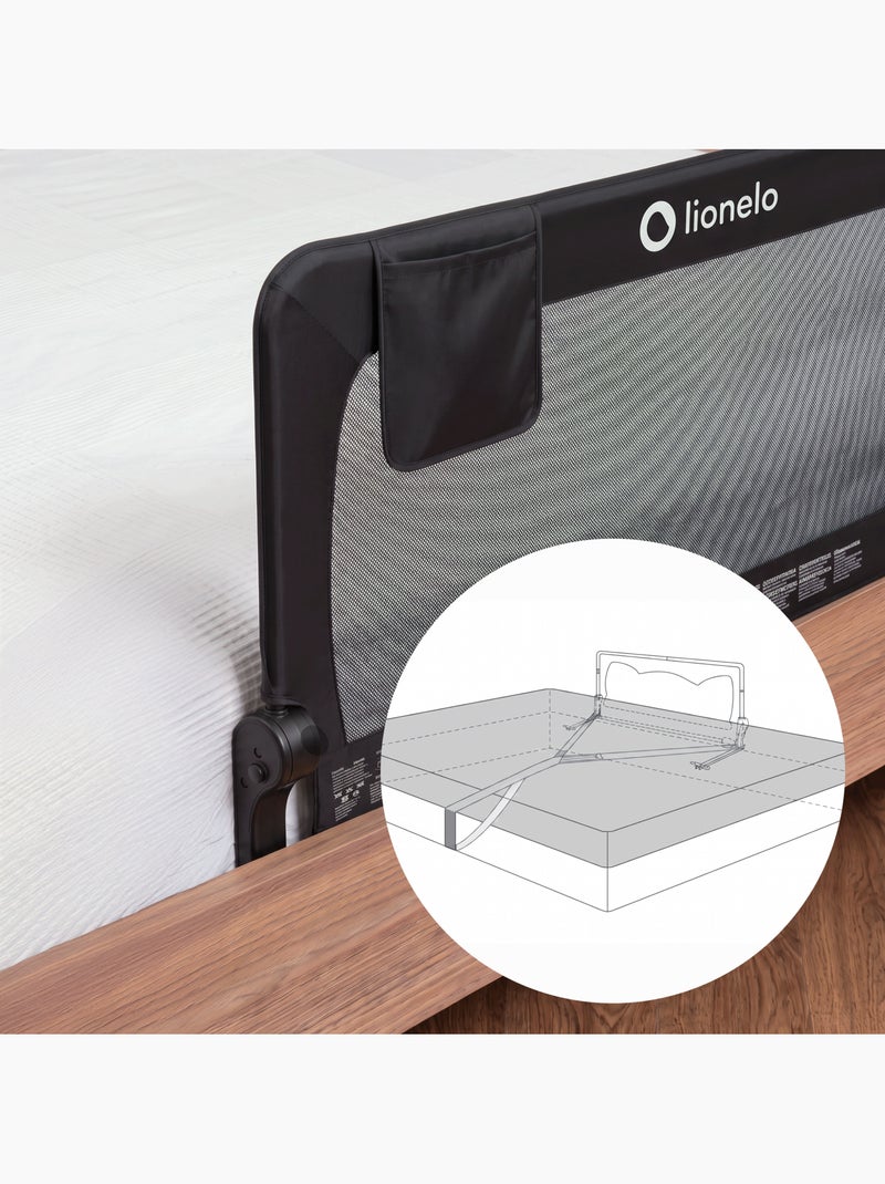 Barrière de lit bébé LIONELO Hanna - 150x66cm - Pliable - Protection anti-chute - Filet aéré Gris - Kiabi