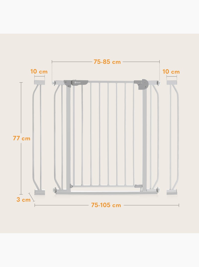 Barrière de sécurité bébé LIONELO Truus Slim - 75-105 cm - Fixation par pression - Sans perçage Gris - Kiabi
