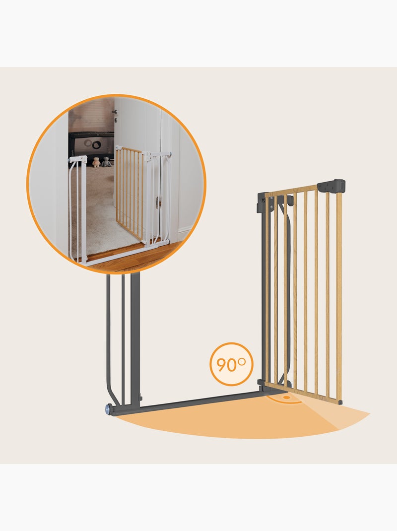 Barrière de sécurité bébé LIONELO Truus Slim - 75-105 cm - Fixation par pression - Sans perçage Gris Marron - Kiabi