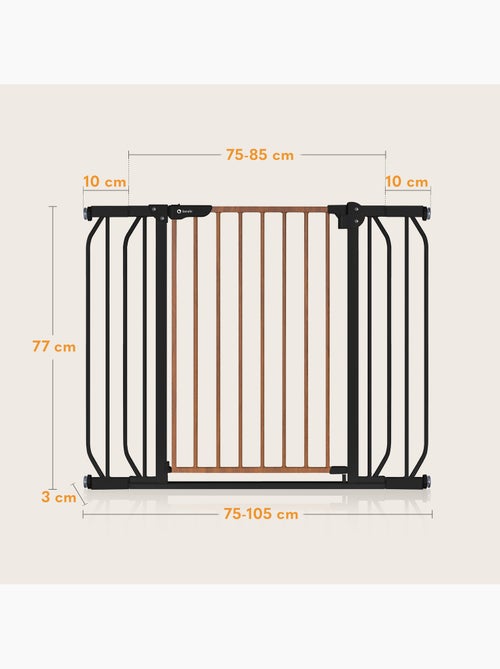 Barrière de sécurité bébé LIONELO Truus Slim - 75-105 cm - Fixation par pression - Sans perçage - Kiabi Barrière de sécurité bébé LIONELO Truus Slim - 75-105 cm - Fixation par pression - Sans perçage - Kiabi