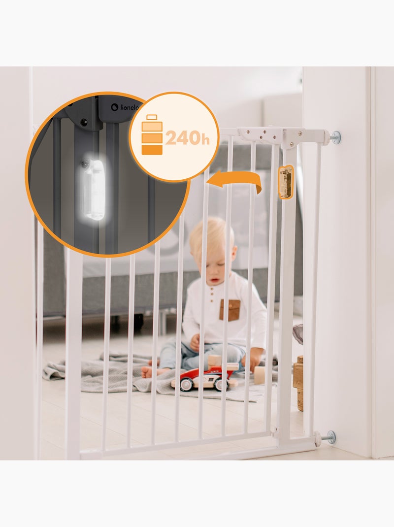 Barrière de sécurité bébé LIONELO Truus Slim LED - 75-105 cm - Fixation par pression Gris Gris - Kiabi