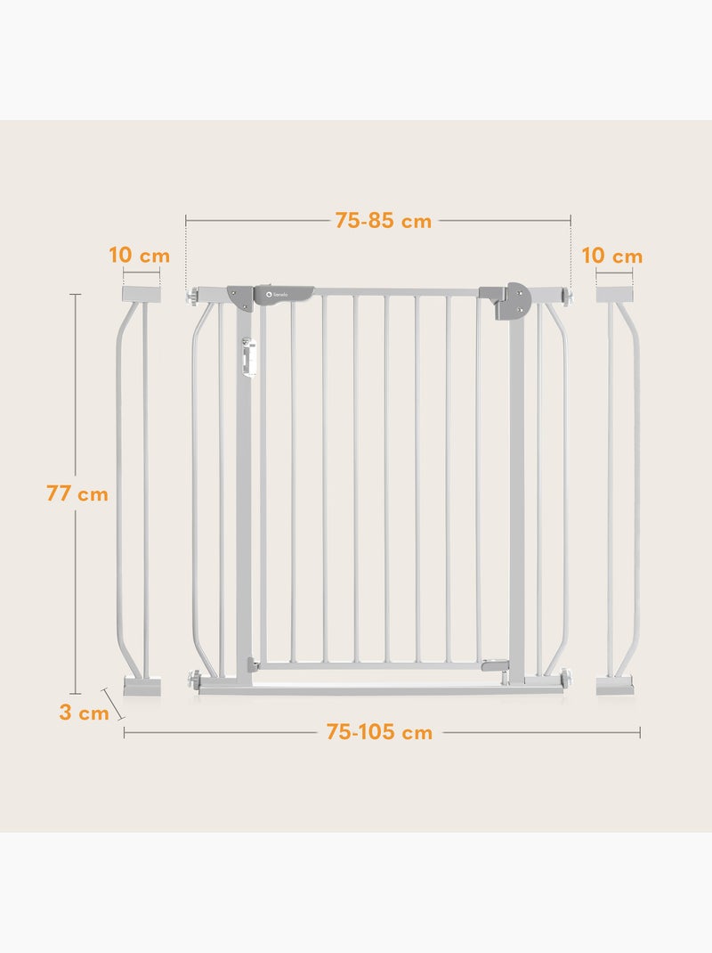 Barrière de sécurité bébé LIONELO Truus Slim LED - 75-105 cm - Fixation par pression Gris Gris - Kiabi