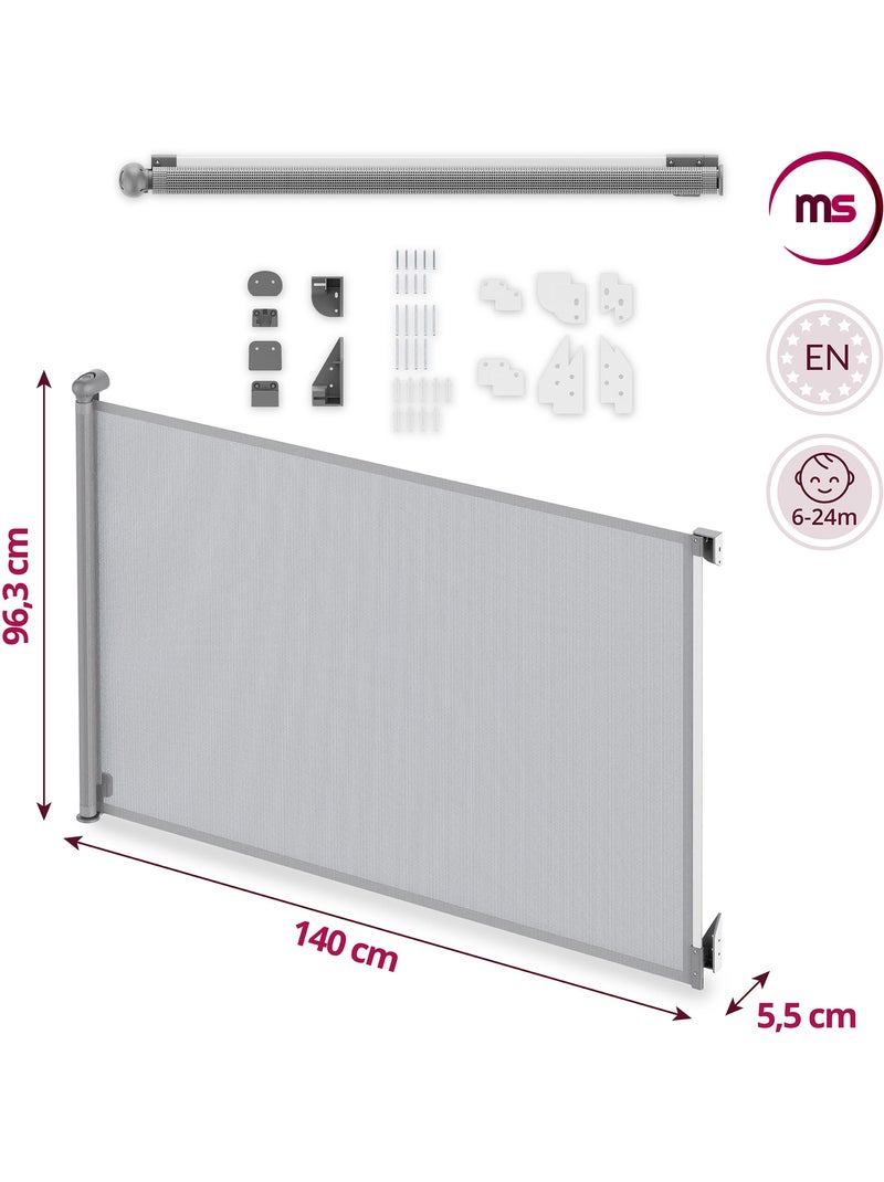 Barrière de sécurité enroulable enfant moby-system safeguard 140 cm Gris - Kiabi