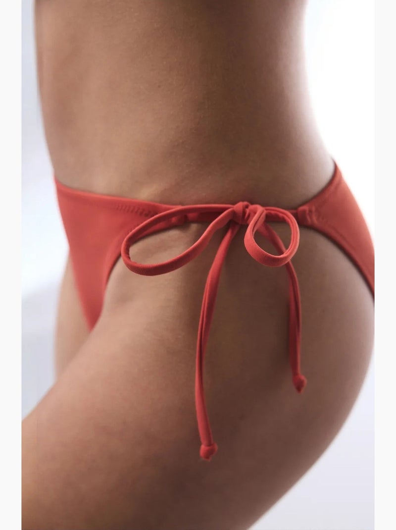 Bas de bikini à nouer sur les côtés, taille basse penti Terracotta - Kiabi