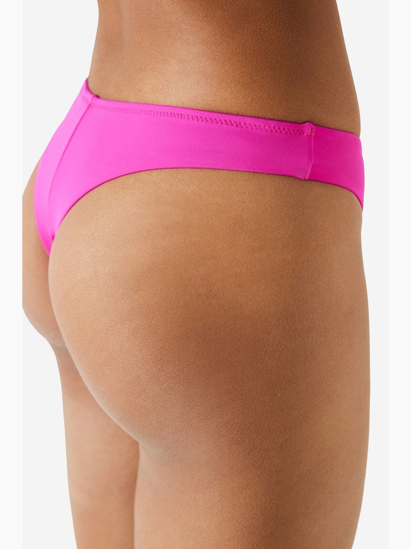Bas de bikini basic à encolure v profonde penti Rose fluo/Solinotes - Kiabi