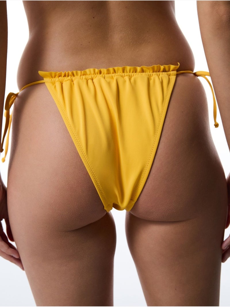 Bas de bikini taille basse à nouer super frill penti Jaune citron - Kiabi