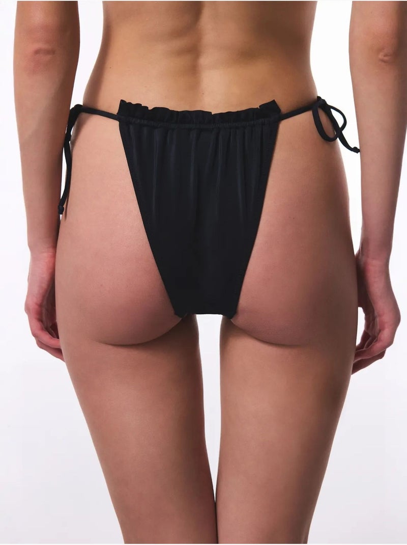 Bas de bikini taille basse à nouer super frill penti Noir - Kiabi