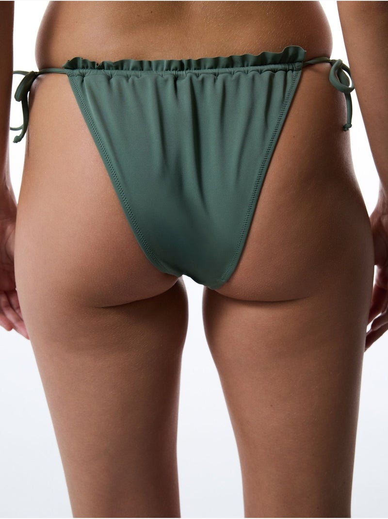 Bas de bikini taille basse à nouer super frill penti Vert - Kiabi