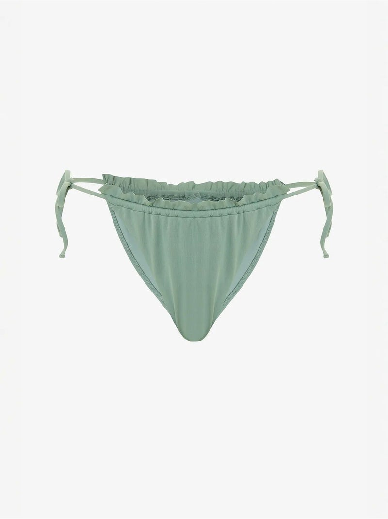 Bas de bikini taille basse à nouer super frill penti Vert - Kiabi