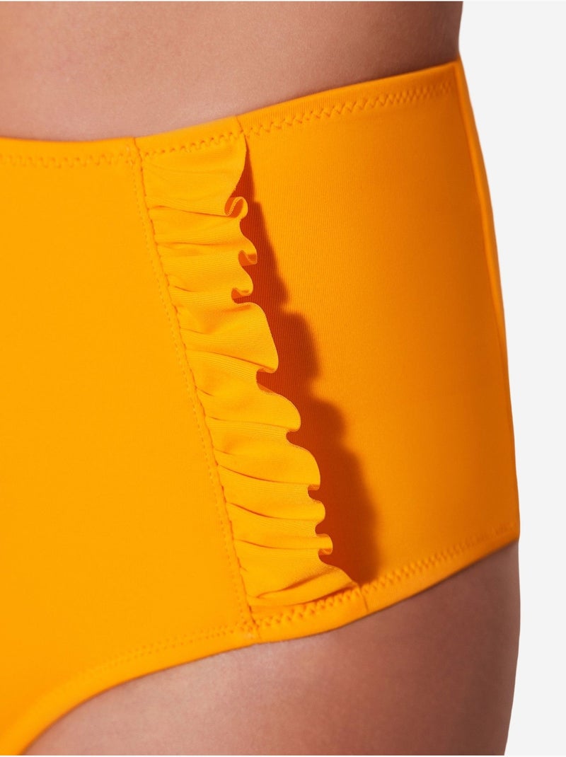 Bas de bikini taille haute à volants penti Orange - Kiabi