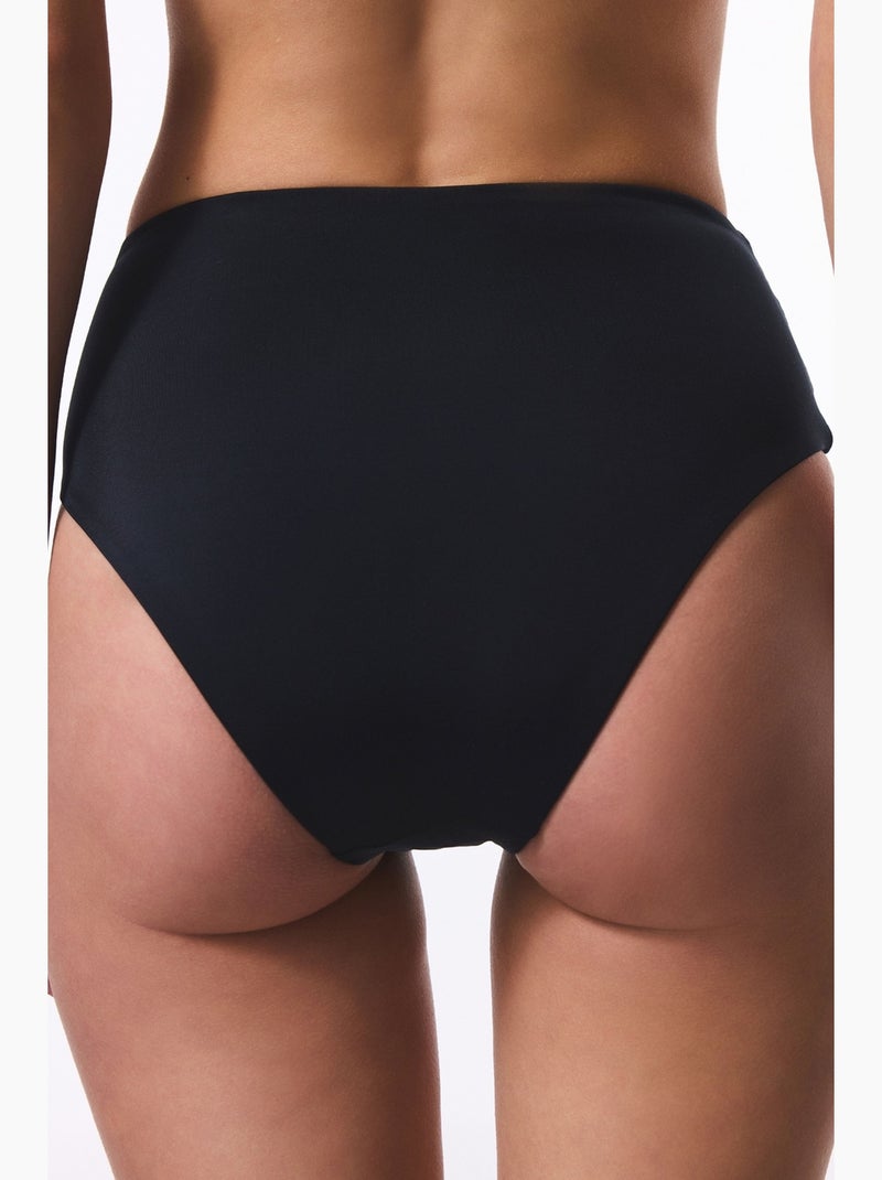 Bas de bikini taille haute froncé penti Noir - Kiabi