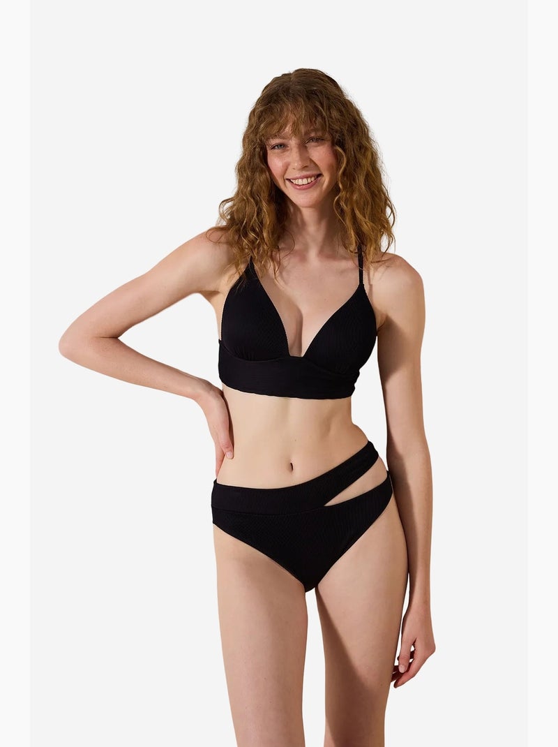 Bas de bikini texturé brigett cut penti Noir - Kiabi