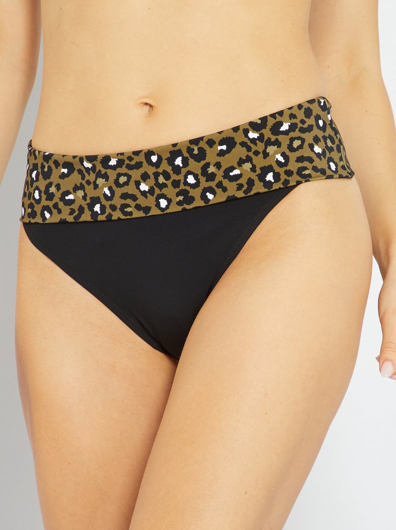 Bas de maillot de bain 'Sans Complexe' kaki/noir - Kiabi