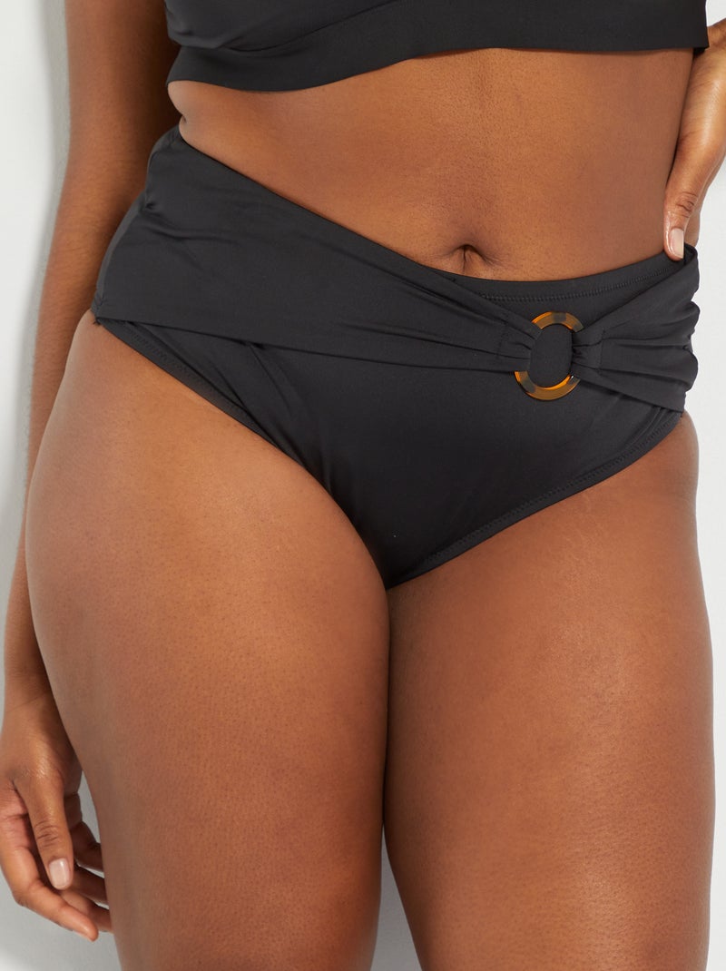 Bas de maillot de bain taille haute noir - Kiabi